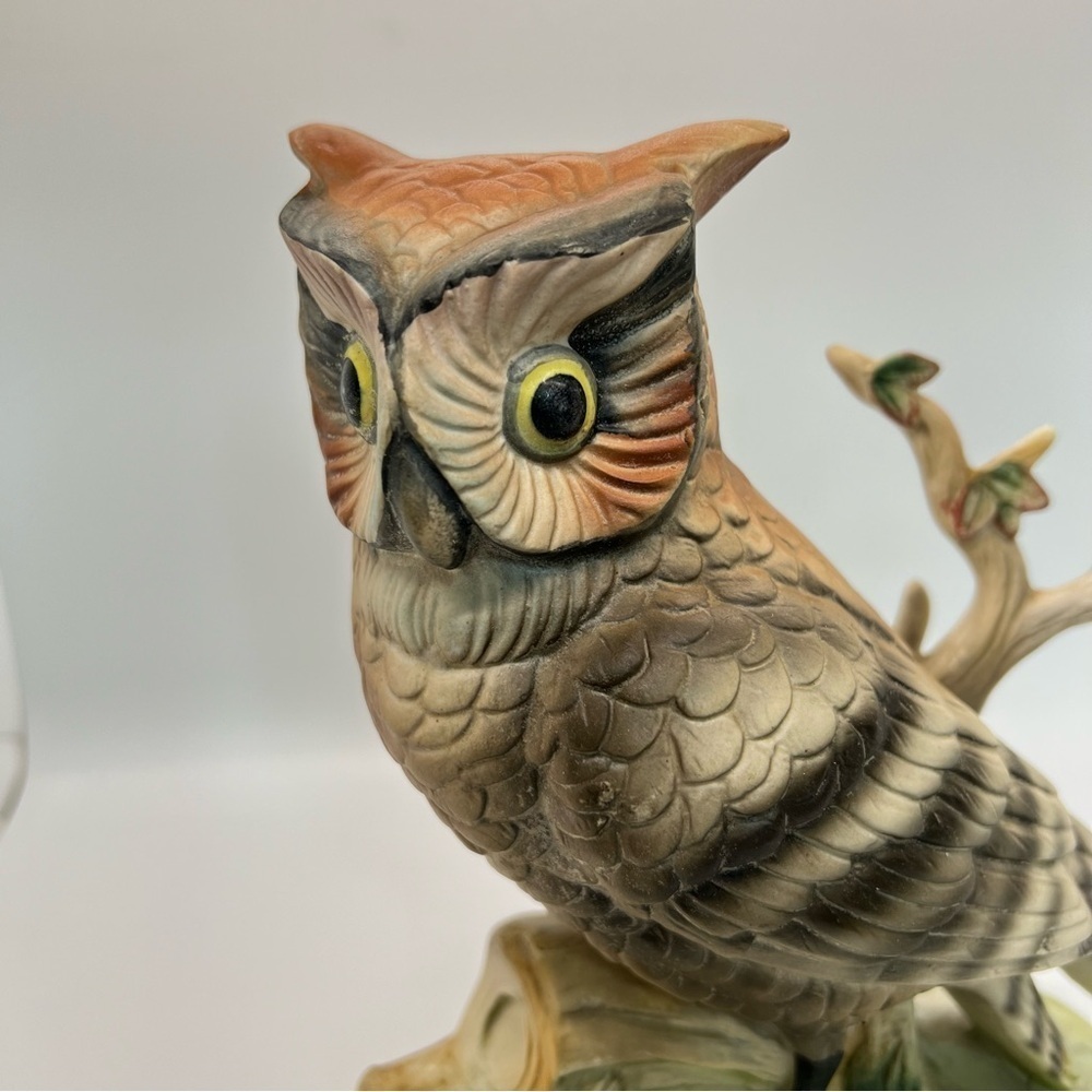 Vintage Great Horned Owl Ceramic Figurine Enesco Japan E-1450 8”x6” EUC - Picture 3 of 8